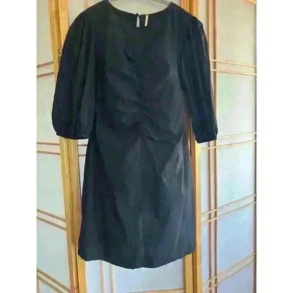 FREE PEOPLE Hope Dress, Black, Size Small, Mini w/puff Sleeves, Excellent Cond. - Picture 6 of 14